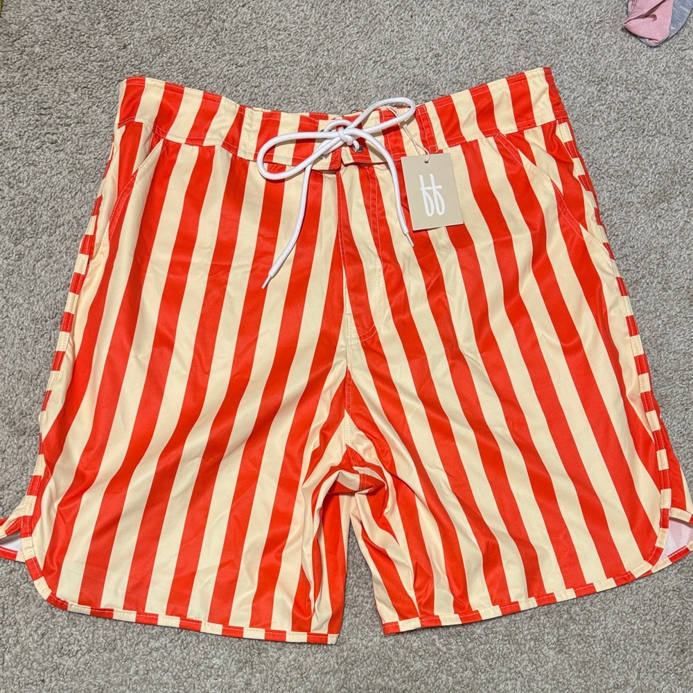 Striped orange and White Men's Shorts